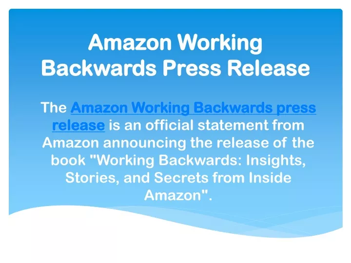 amazon working backwards press release