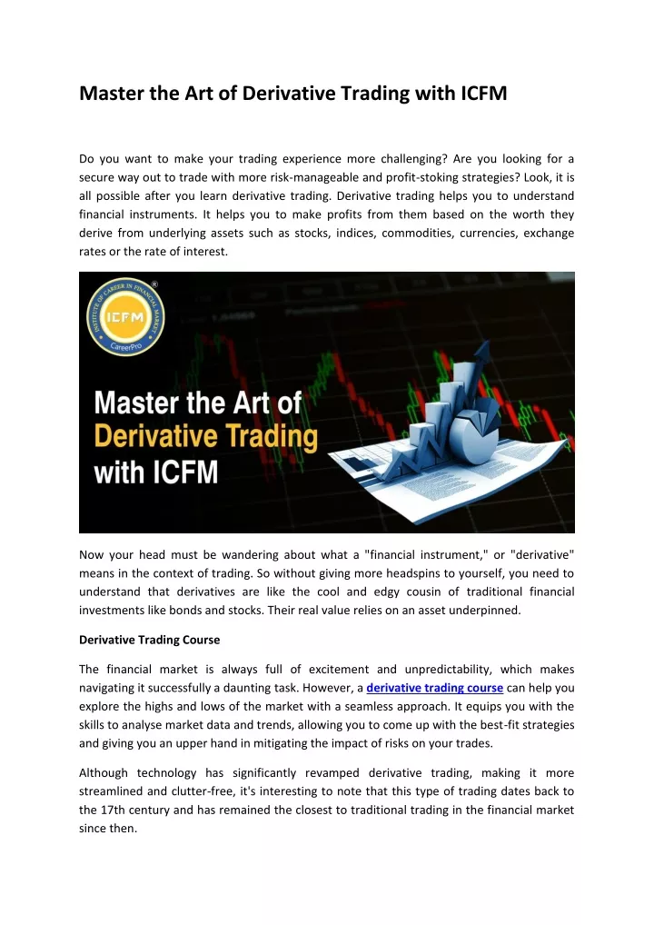 master the art of derivative trading with icfm