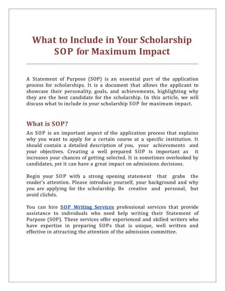 what to include in your scholarship sop for maximum impact