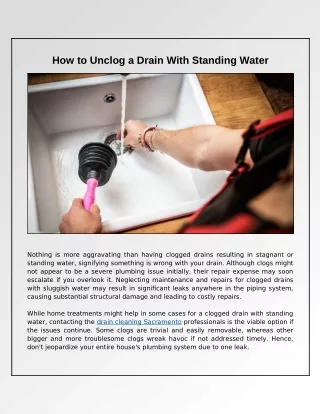 Steps to Fixing a Blocked Drain with Standing Water