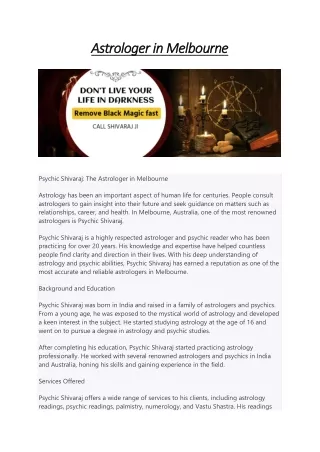 Astrologer in Melbourne