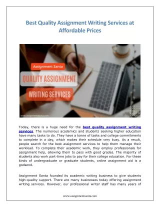 Best Quality Assignment Writing Services at Affordable Prices