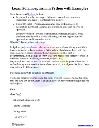 Learn Polymorphism in Python with Examples