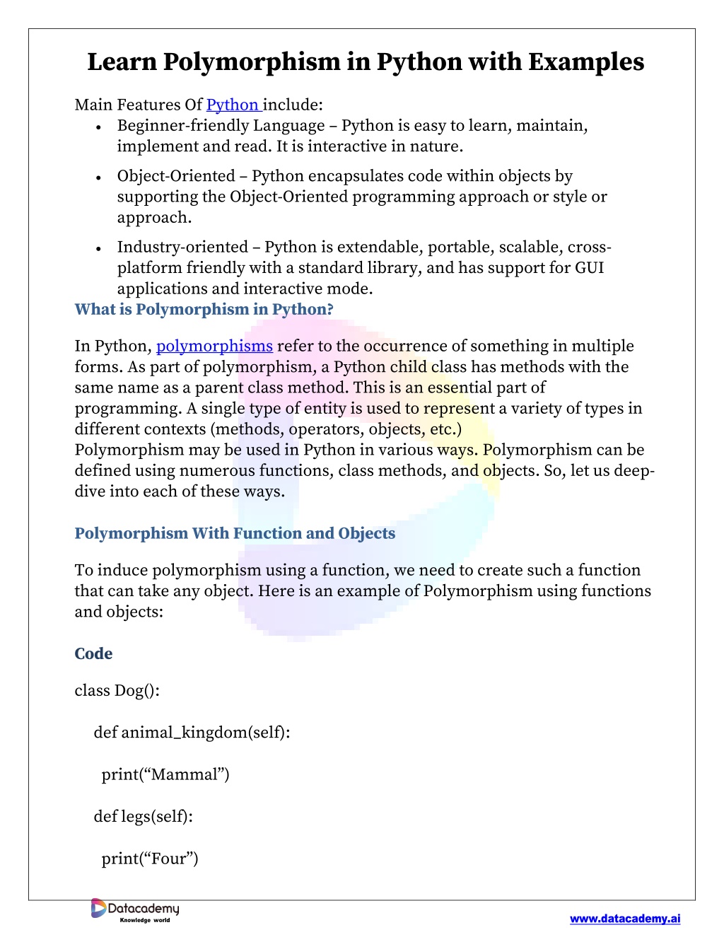 PPT - Learn Polymorphism in Python with Examples PowerPoint ...