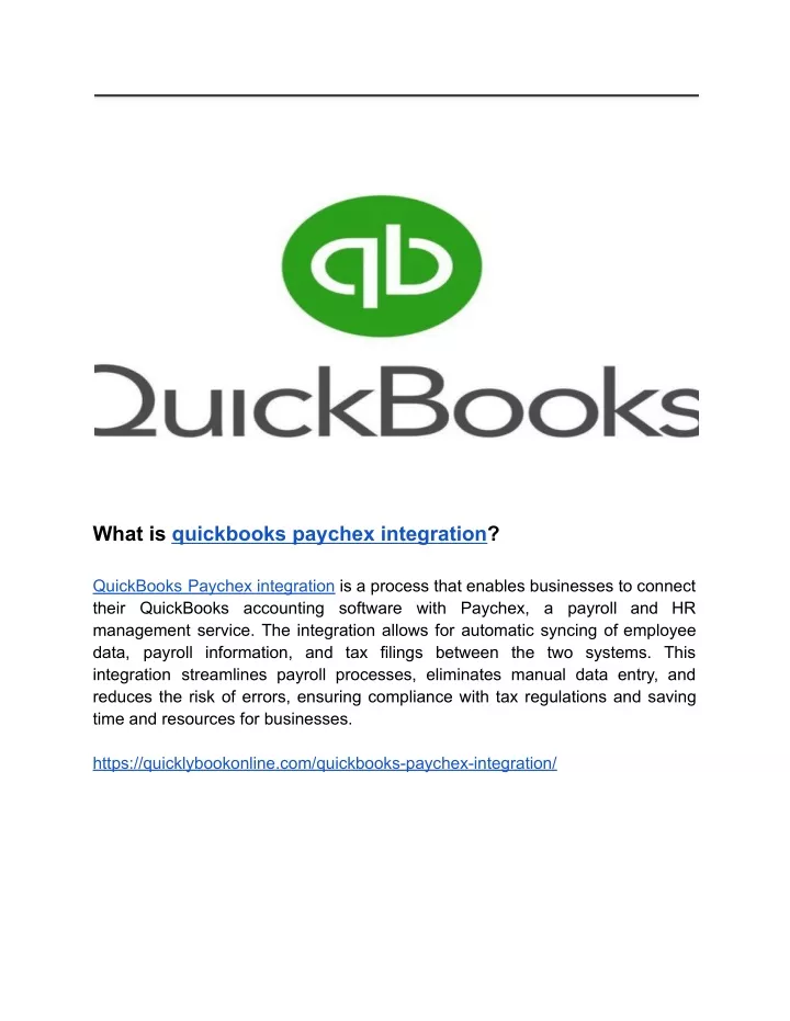 what is quickbooks paychex integration