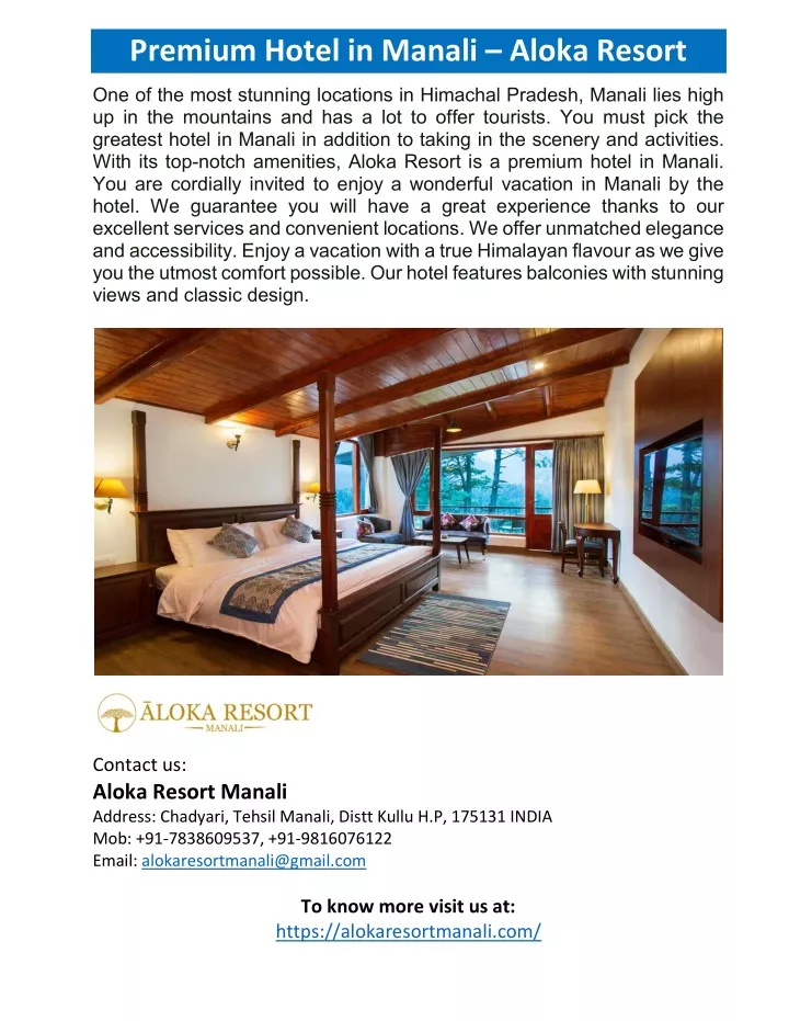 premium hotel in manali aloka resort