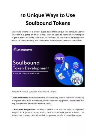 10 unique ways to use soulbound tokens
