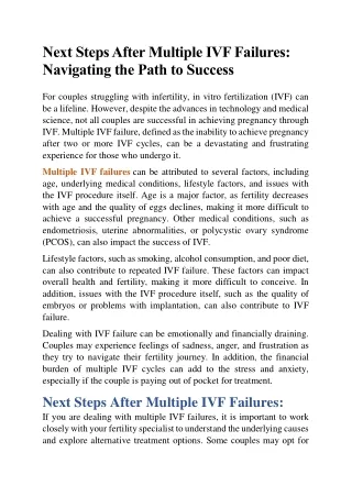 next steps after multiple ivf failures navigating