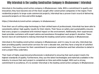 why interohub is the leading construction company