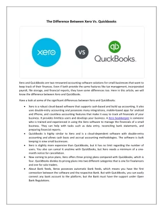 the difference between xero vs quickbooks