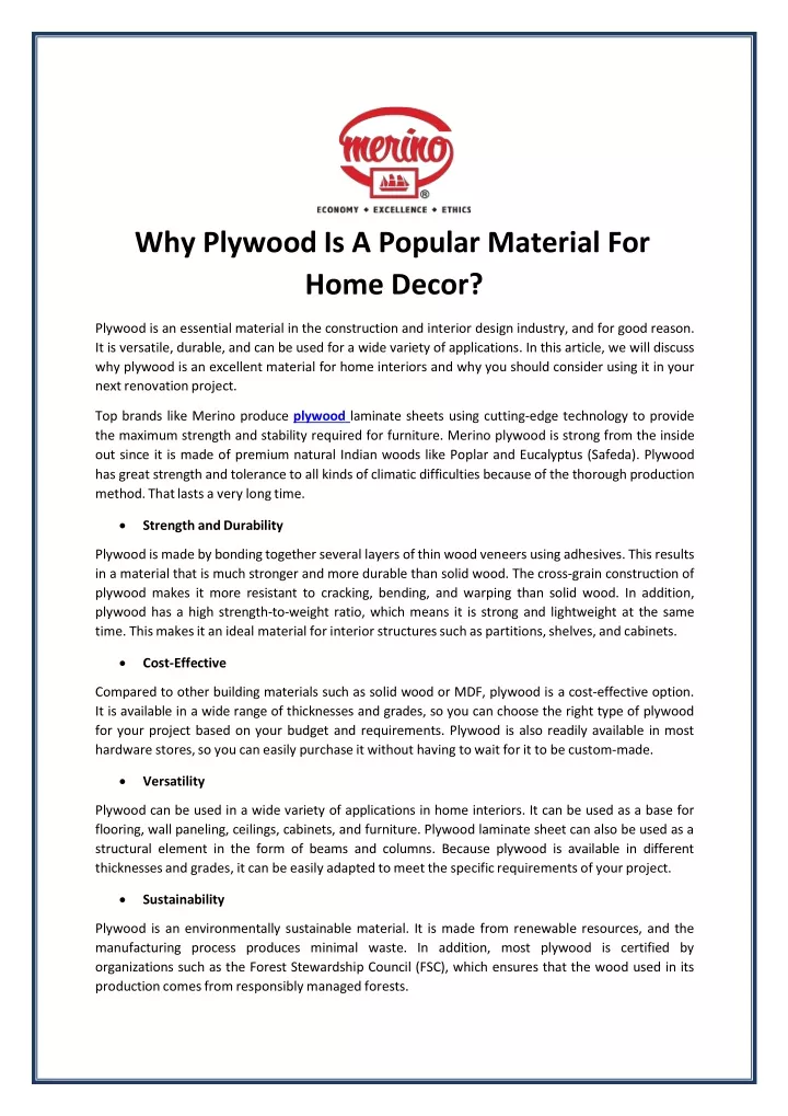 why plywood is a popular material for home decor