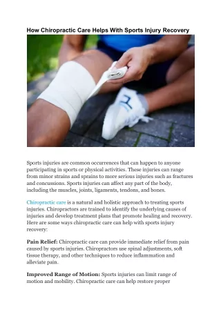 How Chiropractic Care Helps With Sports Injury Recovery