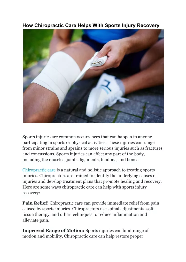 how chiropractic care helps with sports injury