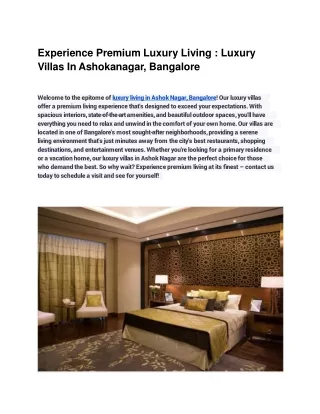 Experience Premium Luxury Living _ Luxury Villas In Ashokanagar, Bangalore (1)