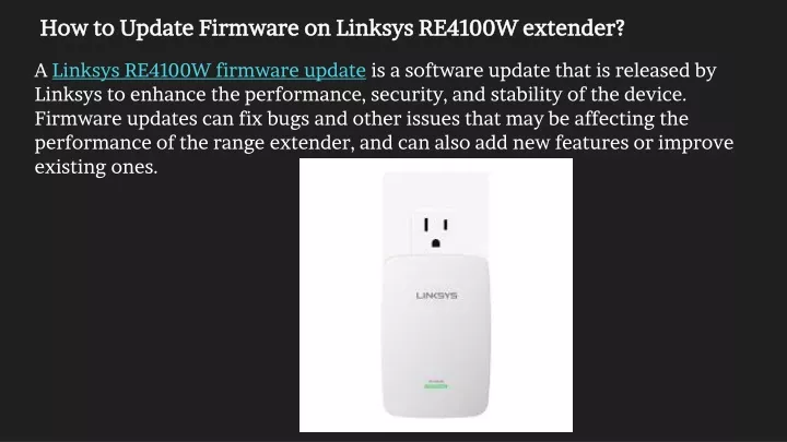 how to update firmware on linksys re4100w extender