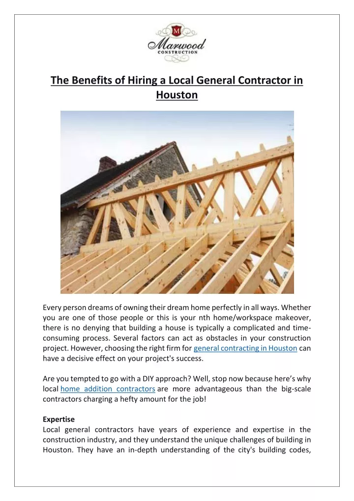 the benefits of hiring a local general contractor