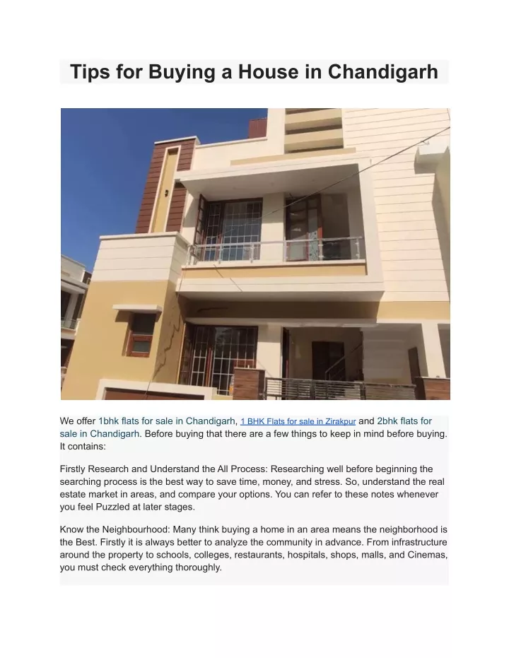 tips for buying a house in chandigarh