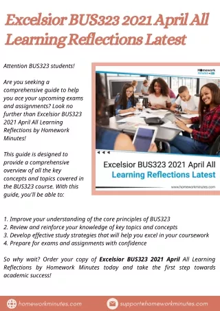 Excelsior BUS323 2021 April All Learning Reflections Latest