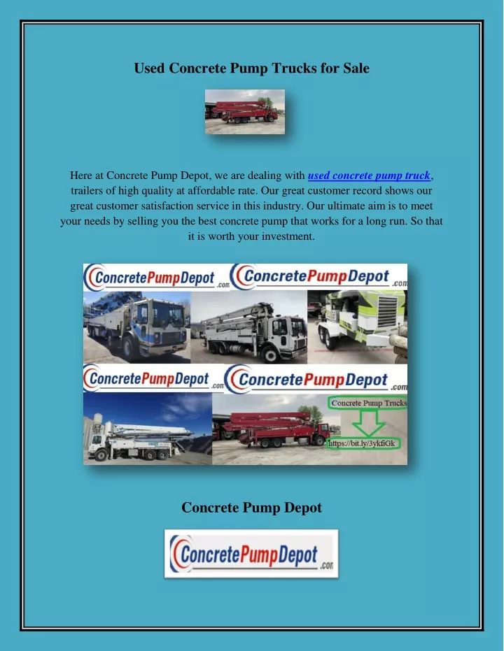 used concrete pump trucks for sale