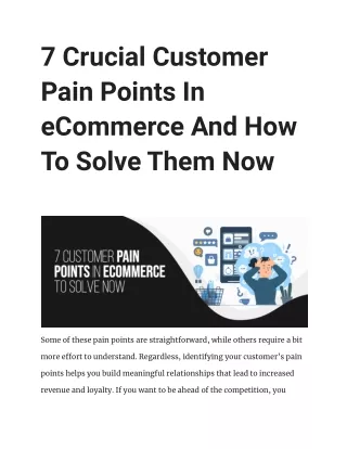 7 Crucial Customer Pain Points In eCommerce And How To Solve Them Now