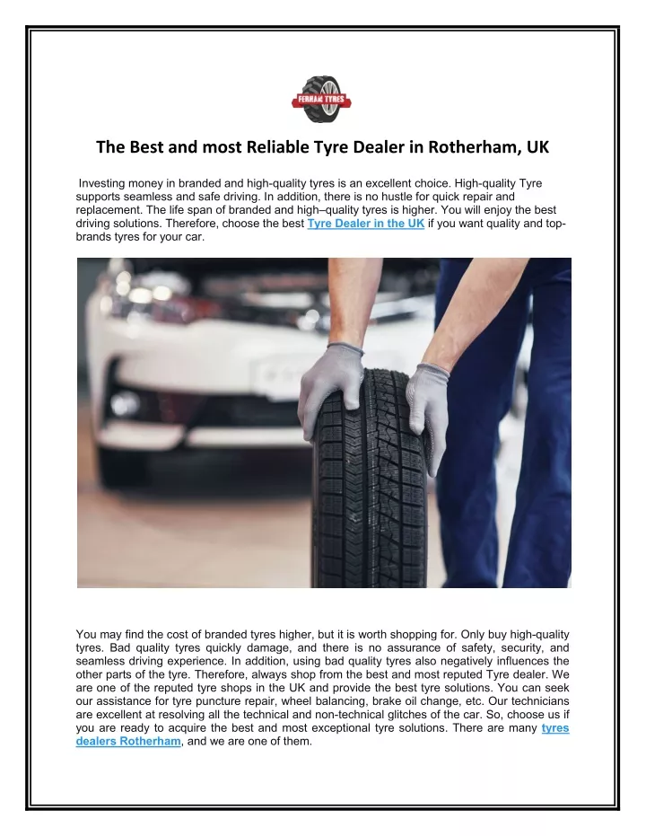 the best and most reliable tyre dealer