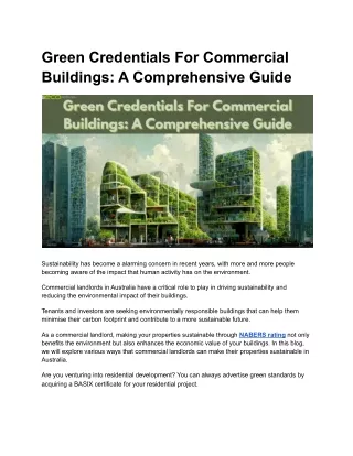 green credentials for commercial buildings