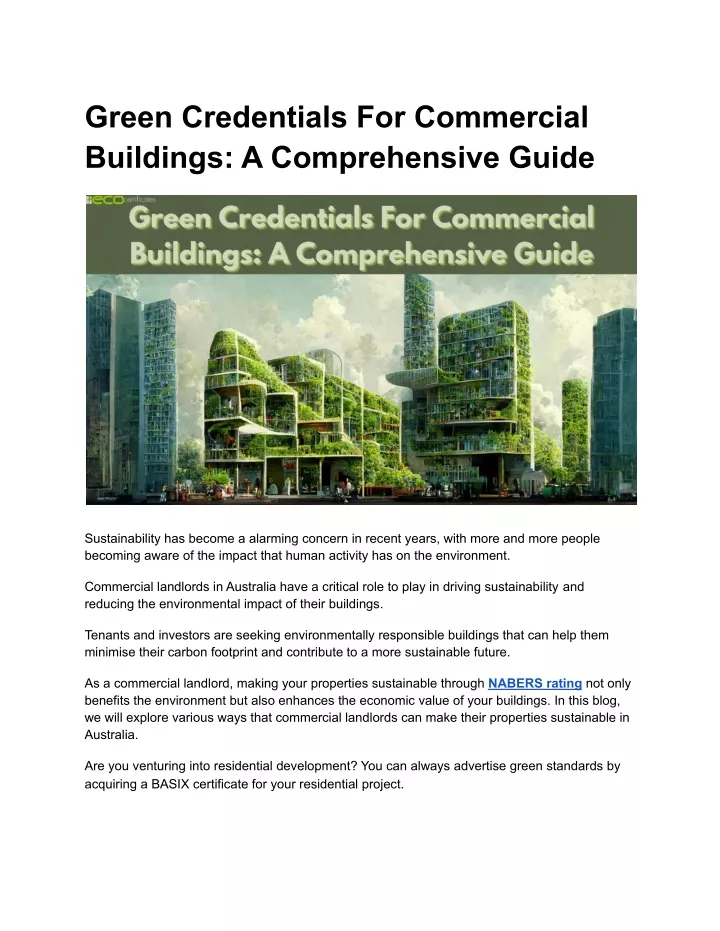 green credentials for commercial buildings