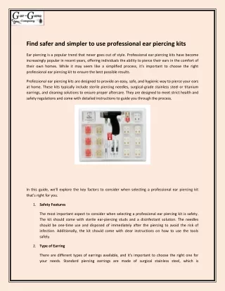 Find safer and simpler to use professional ear piercing kits