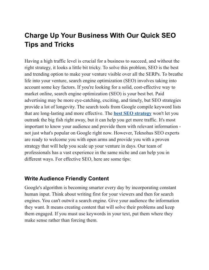 charge up your business with our quick seo tips