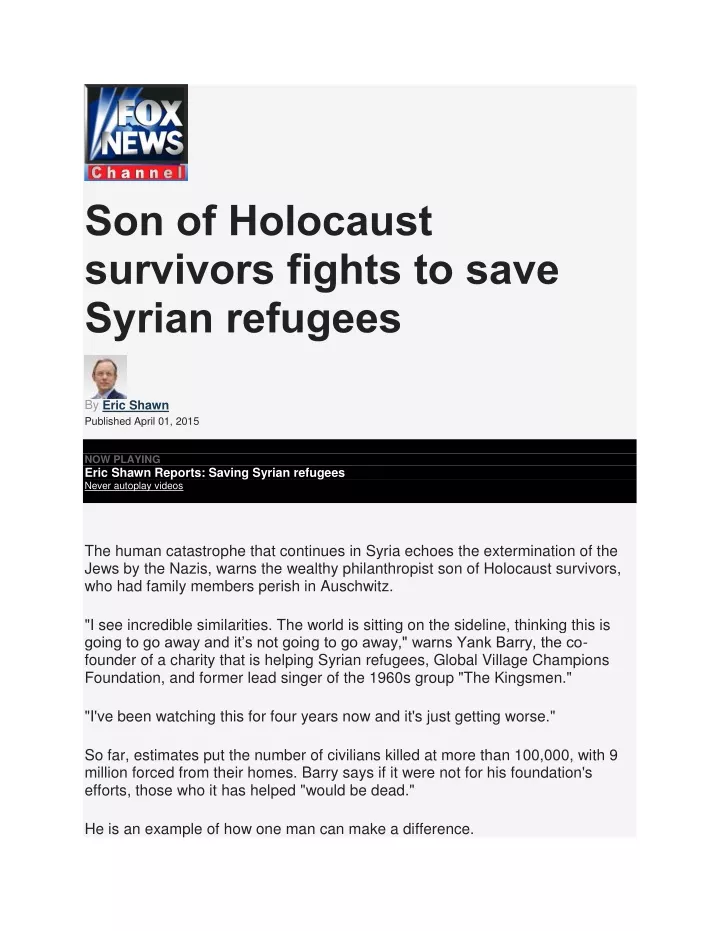 son of holocaust survivors fights to save syrian