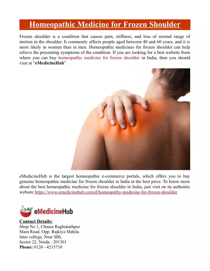 homeopathic medicine for frozen shoulder