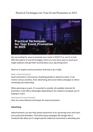 practical techniques for your event promotion