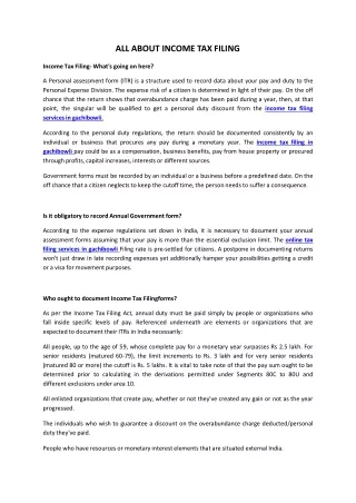 all about income tax filing income tax filing