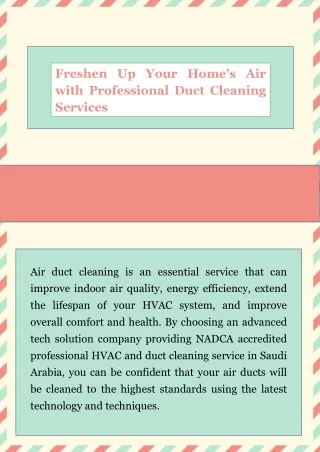 Benefits ofAir Duct Cleaning Services.