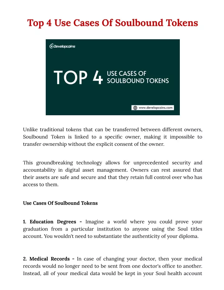 top 4 use cases of soulbound tokens