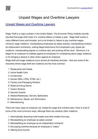 Unpaid Wages and Overtime Lawyers new