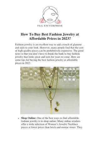 How To Buy Best Fashion Jewelry at Affordable Prices in 2023 - FLG Enterprise Store