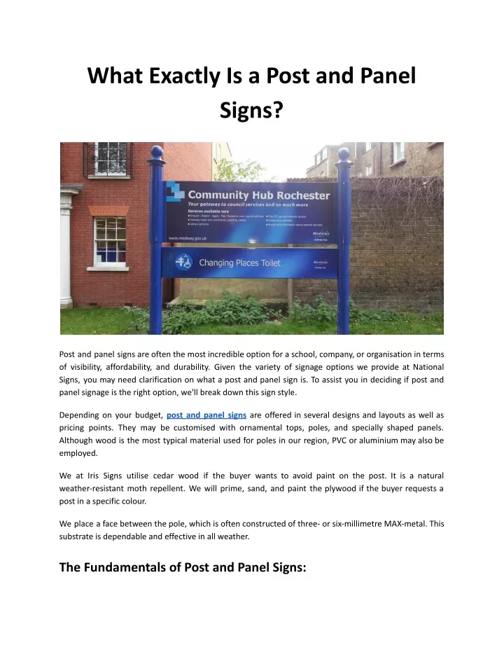 what exactly is a post and panel signs