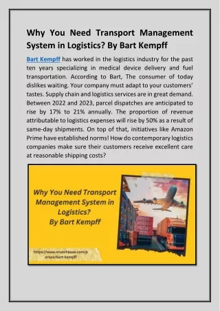 Why You Need Transport Management System in Logistics  By Bart Kempff (1)