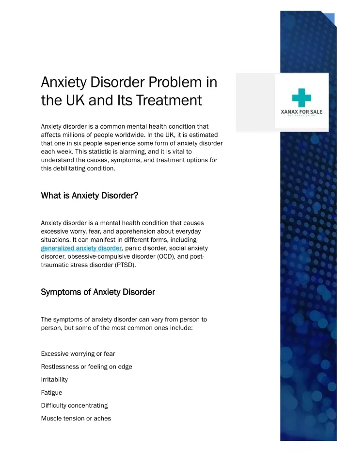 anxiety disorder problem