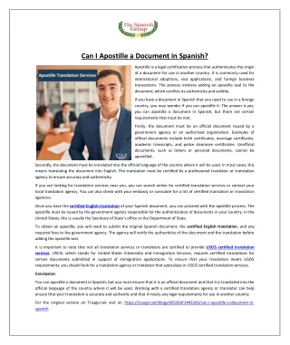 can i apostille a document in spanish