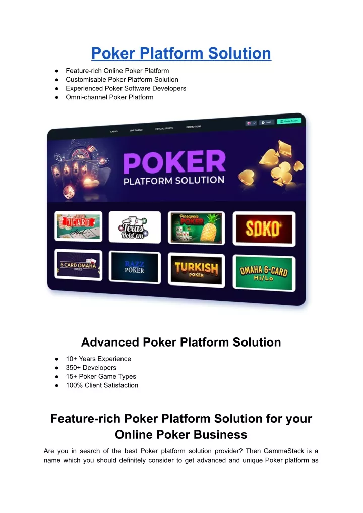 poker platform solution