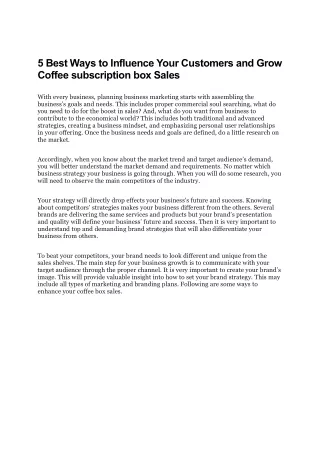 5 Best Ways to Influence Your Customers and Grow Coffee subscription box Sales