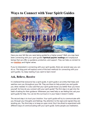 Ways to Connect with Your Spirit Guides
