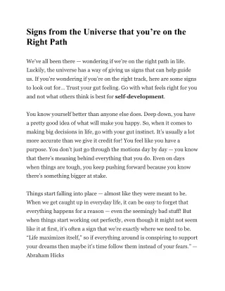 Signs from the Universe that you’re on the Right Path