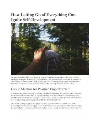 How Letting Go of Everything Can Ignite Self-Development