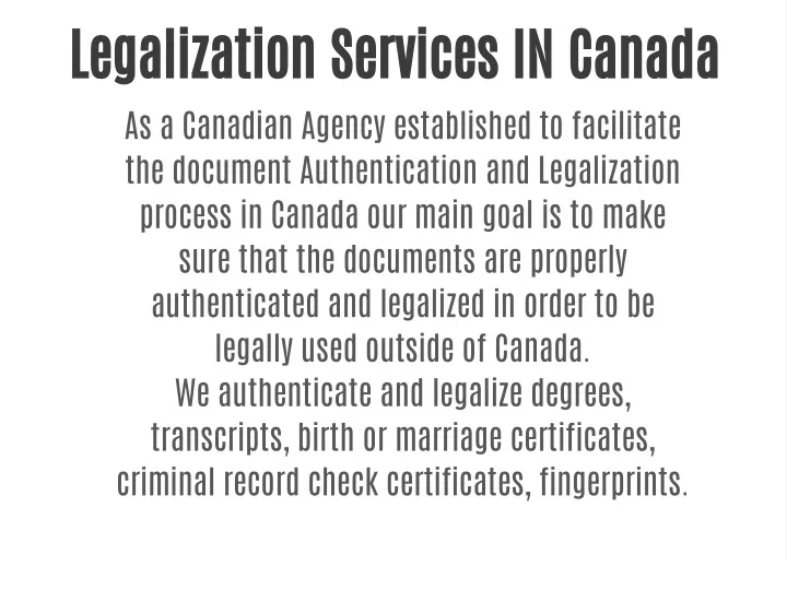 legalization services in canada as a canadian