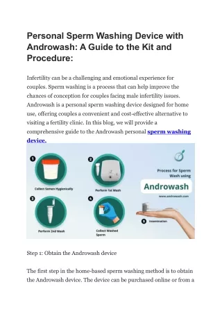 personal sperm washing device with androwash