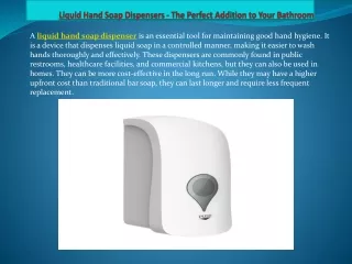 Liquid Hand Soap Dispensers - The Perfect Addition to Your Bathroom
