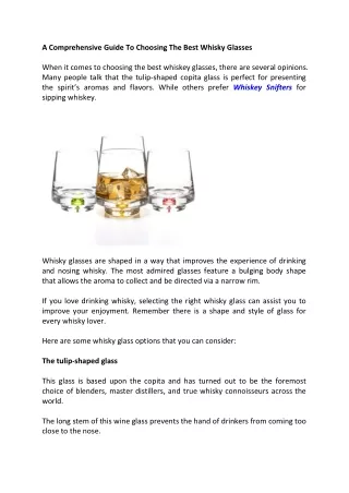 A Comprehensive Guide To Choosing The Best Whisky Glasses